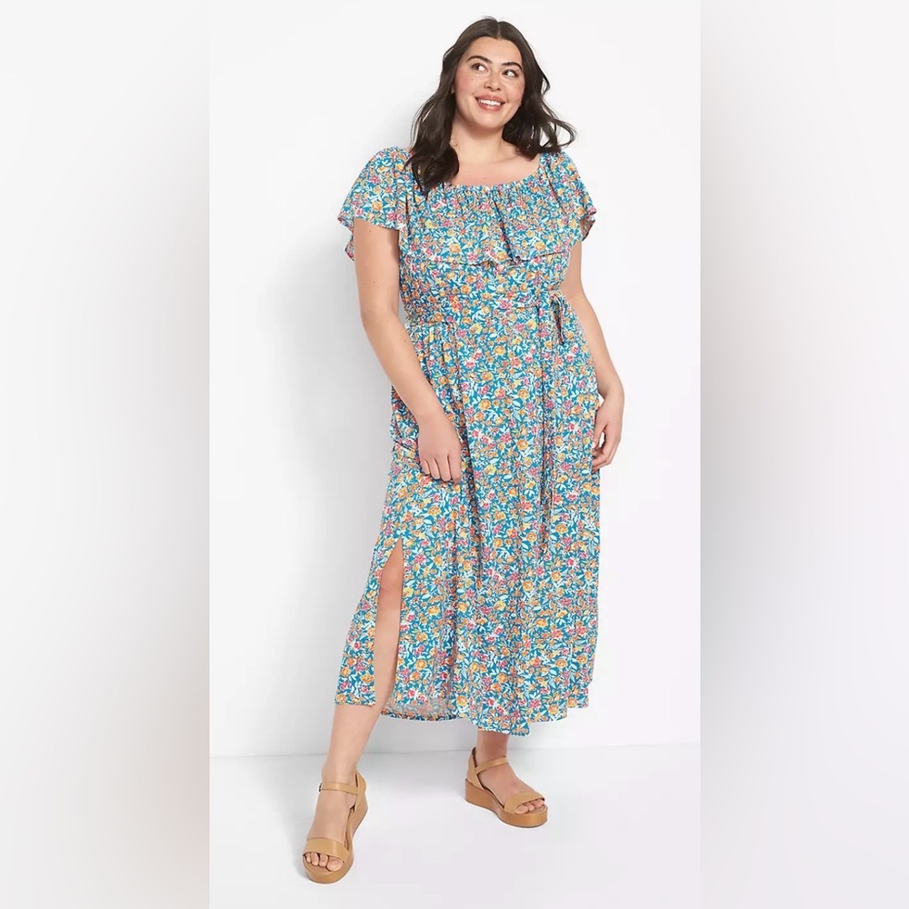 Lane Bryant Convertible Off-The-Shoulder Maxi Dress Floral 22/24 - Picture 2 of 7